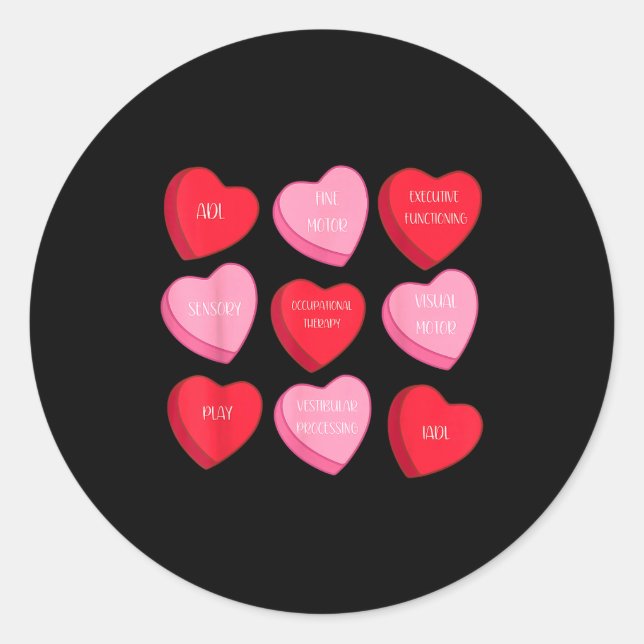 Sticker Rond Occupational Therapy Heart Candy Valentine Day Ot  (Devant)