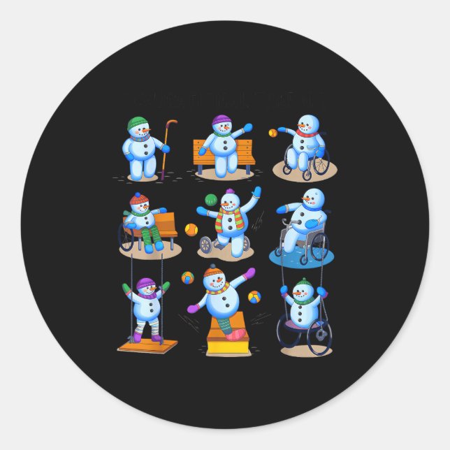 Sticker Rond Occupational Therapy Ot Christmas Funny Snowman Xm (Devant)