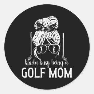Sticker Rond Occupé Être Une Maman De Golf D'Un Joueur De Golf