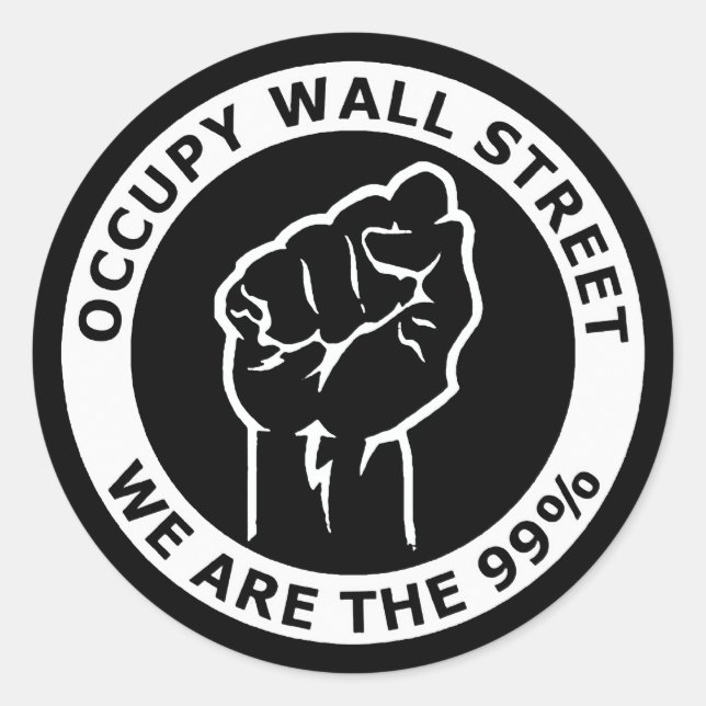 Sticker Rond Occupons Wall Street, Nous Sommes Les 99% (Devant)