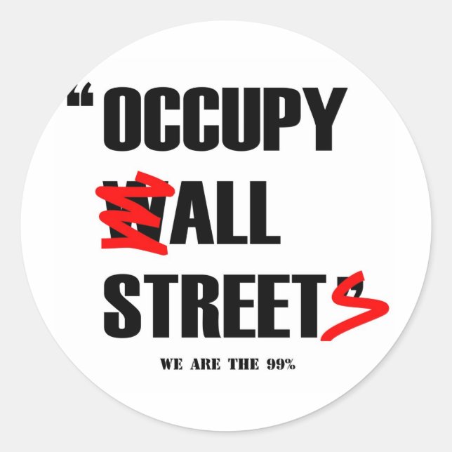 Sticker Rond Occupy Wall Street Toutes les rues Nous sommes les (Devant)