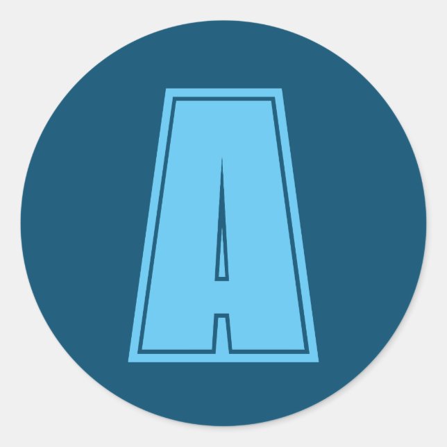 Sticker Rond Océan & Ciel Bleu Premier Monogramme Calligraphie  (Devant)