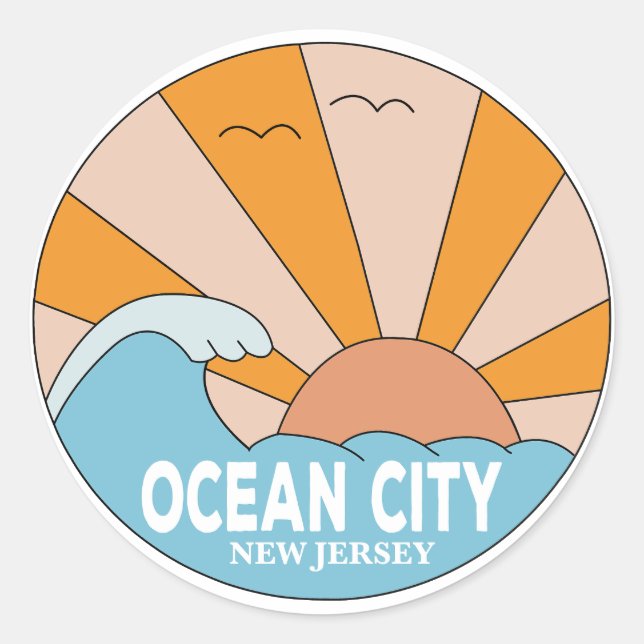 Sticker Rond Ocean City New Jersey (Devant)