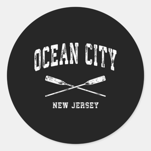 Sticker Rond Ocean City New Jersey Nautical Crossing Oars (Devant)