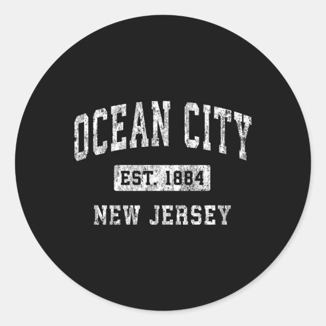 Sticker Rond Ocean City New Jersey Nj Sports Établis (Devant)