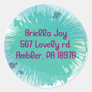 Sticker Rond Ocean Sea Life Bat mitzvah Round Return Adresse