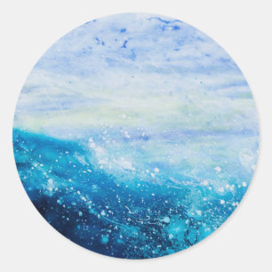 Sticker Rond Ocean wave painting, sea foam