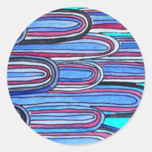 Sticker Rond Ocean Waves aqua blue pattern