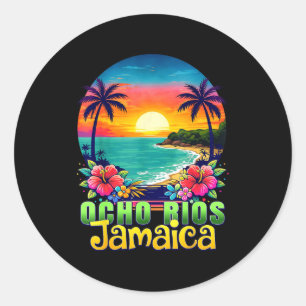 Sticker Rond Ocho rios Jamaïque plage tropical coucher de solei
