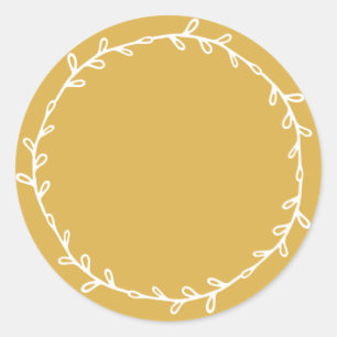 Sticker Rond Ocre Jaune Rustique Fait Maison pour Écrire