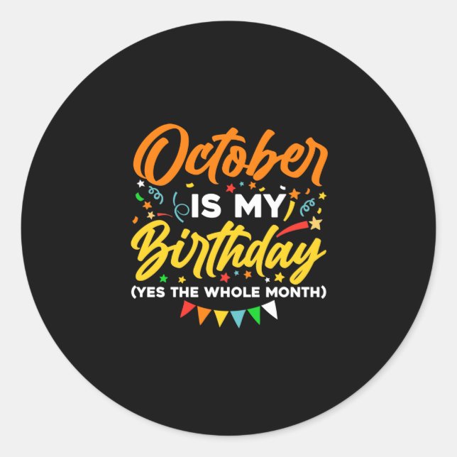 Sticker Rond October Is My Birthday (Devant)
