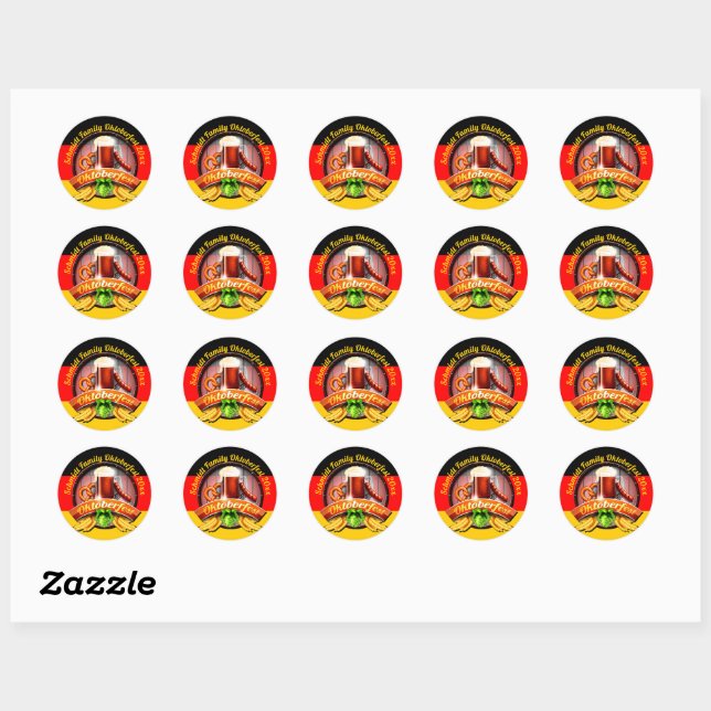 Sticker Rond Octoberfest Festival Personnaliser Nom Année (Feuille)