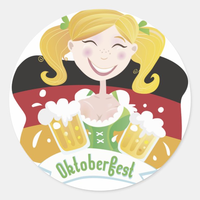 Sticker Rond Octoberfest Mädchen (Devant)