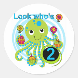 Sticker Rond Octopus 2e anniversaire T-shirts et cadeaux