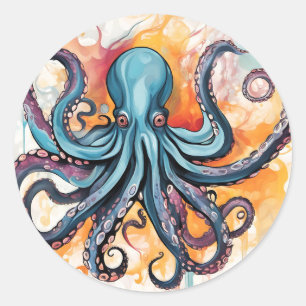 Sticker Rond Octopus Abstrait coloré