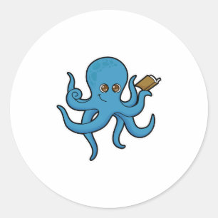 Sticker Rond Octopus avec livre