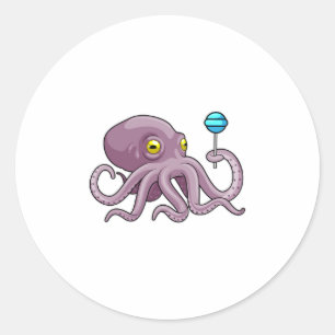 Sticker Rond Octopus avec Lollipop