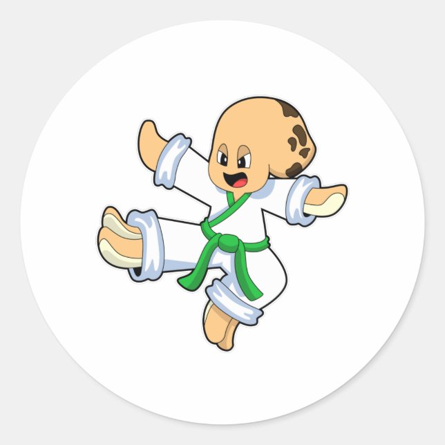 Sticker Rond Octopus dans les arts martiaux Karate (Devant)