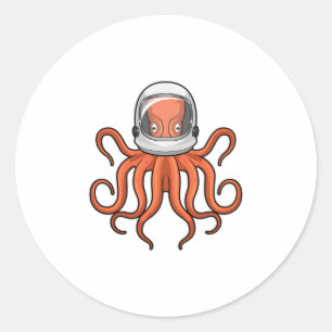 Sticker Rond Octopus en astronaute