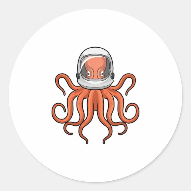 Sticker Rond Octopus en astronaute (Devant)