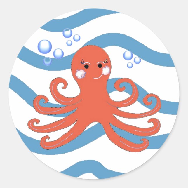Sticker Rond Octopus sous-marin (Devant)