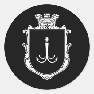 Sticker Rond Odesa Odessa Armoiries Drapeau Ukraine Ukr