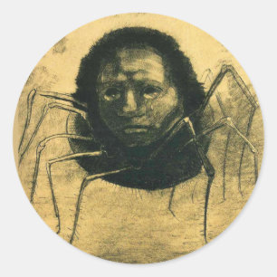 Sticker Rond Odilon Redon - L'Araignée En Pleure,