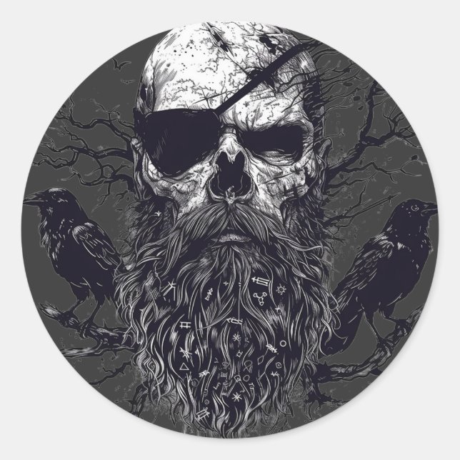 Sticker Rond Odin's Whisper : l'invocation de l'esprit viking (Devant)