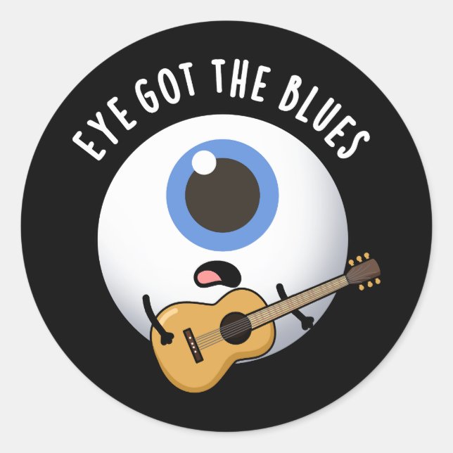 Sticker Rond Oeil A Le Blues Drôle Eyeball Music Pun Dark BG (Devant)