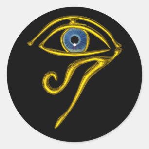STICKER ROND OEIL BLEU DE TALISMAN/OR HORUS