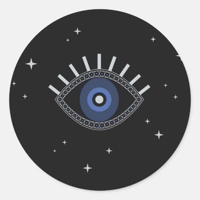 Sticker Rond Oeil bleu talisman symbole de la magie ethnique (Devant)