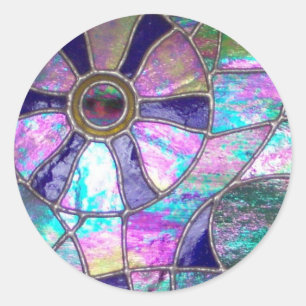Sticker Rond Oeil de caméléon en verre souillé de résumé