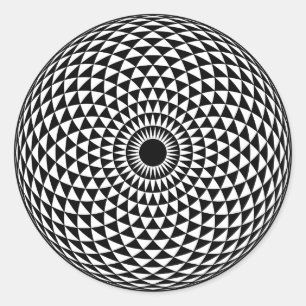 Sticker Rond Oeil de mandala géométrique en noir et blanc