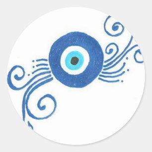 Sticker Rond oeil mal bleu arrondi