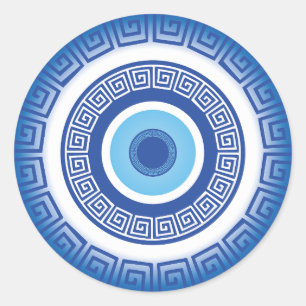 Sticker Rond Oeil mal grec dans la clé grecque