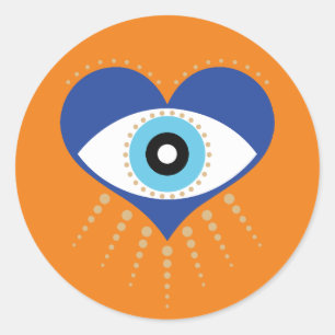 Sticker Rond Oeil mal grec du coeur