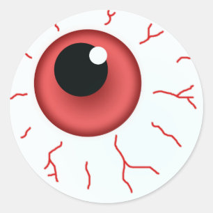 Sticker Rond Œil Rouge Pour Halloween Amusant