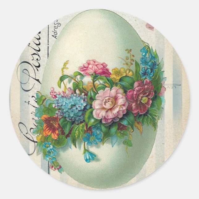 Sticker Rond Oeuf à fleurs de Pâques victorien (Devant)