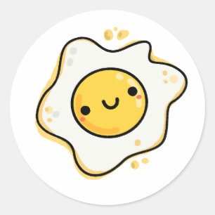 Sticker Rond Oeuf Cute Kawaii Frit