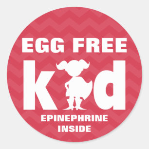 Sticker Rond Oeuf Libre Oeuf Allergie Superhero Girl Epinephrin