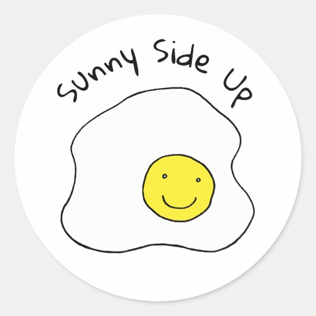 Sticker Rond Oeuf Souriant Sunny Side Up Petit déjeuner (Devant)