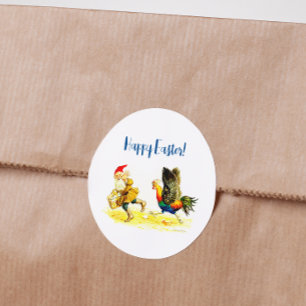 Sticker Rond Oeuf Theif Vintage Funny Jenny Nyström Pâques