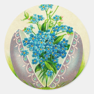 Sticker Rond Oeuf vintage de Pâques Meilleurs voeux de Pâques S