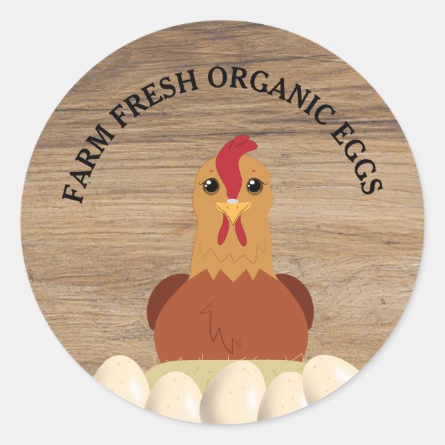 Sticker Rond OEufs biologiques frais de ferme (Devant)