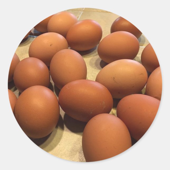 Sticker Rond OEufs bruns frais cuits (Devant)