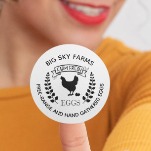 Sticker Rond OEufs d'aquarelle de poulet de ferme