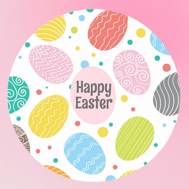 Sticker Rond OEufs de couleur pastel mignons JEUX PÂQUES (Créateur téléchargé)
