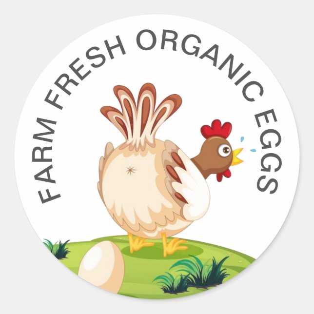 Sticker Rond Oeufs De Ferme Frais Poulet (Devant)