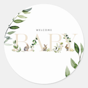 Sticker Rond OEufs de lapin de Pâques Eucalyptus Neutre Baby