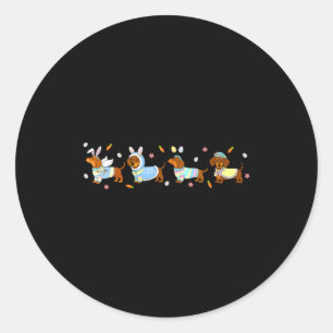 Sticker Rond Œufs de lapin de Pâques teckel pour adolescents ga